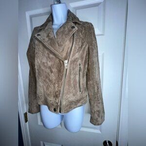 BLANK NYC Womens X Small 100% Leather Suede Brown Full Zip Crop Moto Jacket XS